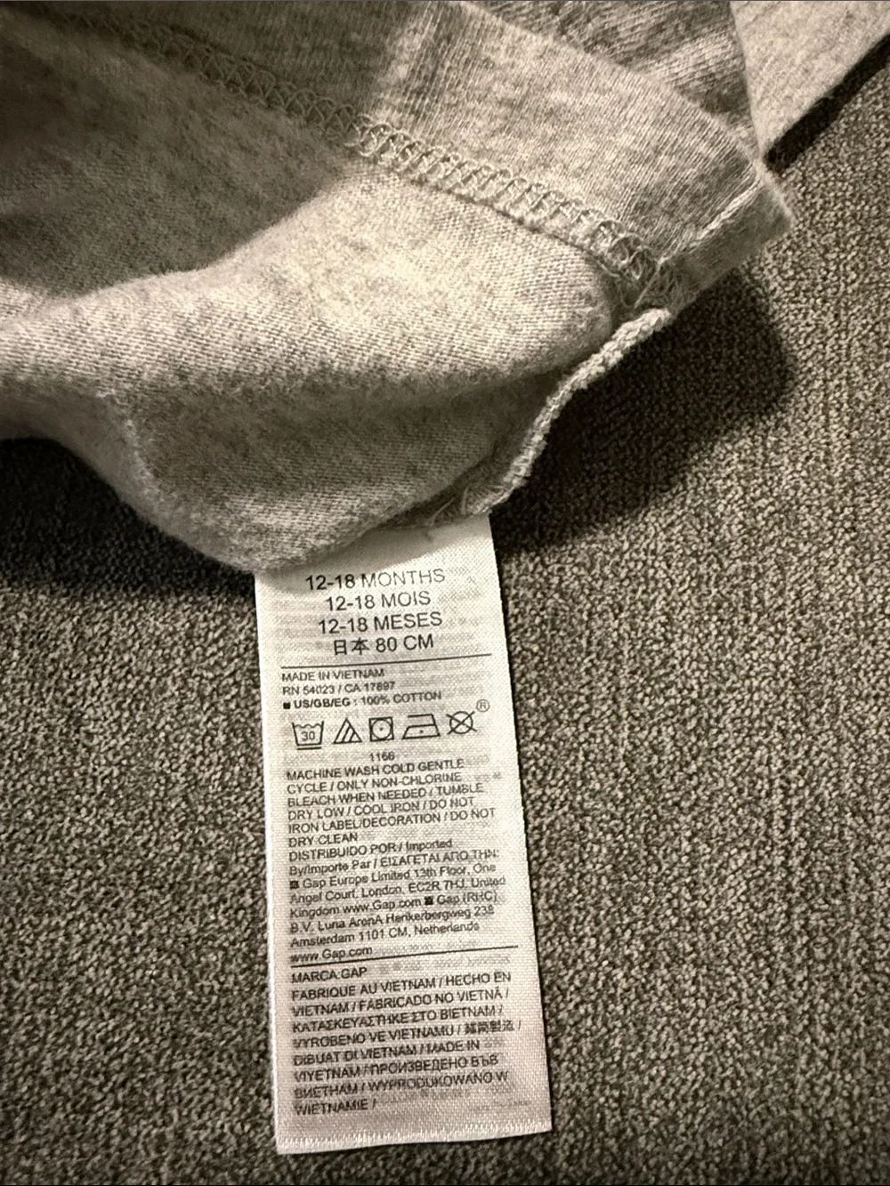 GAP Light Gray Tee with Navy Logo